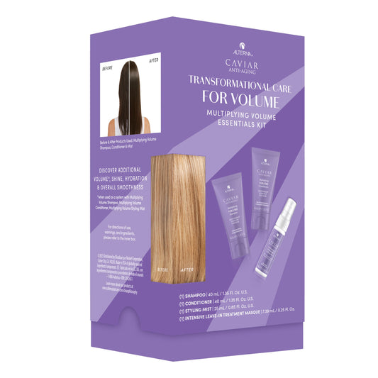 ALTERNA Haircare CAVIAR Anti-Aging Multiplying Volume Travel Kit - Shampoo, Conditioner, Styling Mist | For Fine, Thin Hair | Light Hold | Sulfate Free