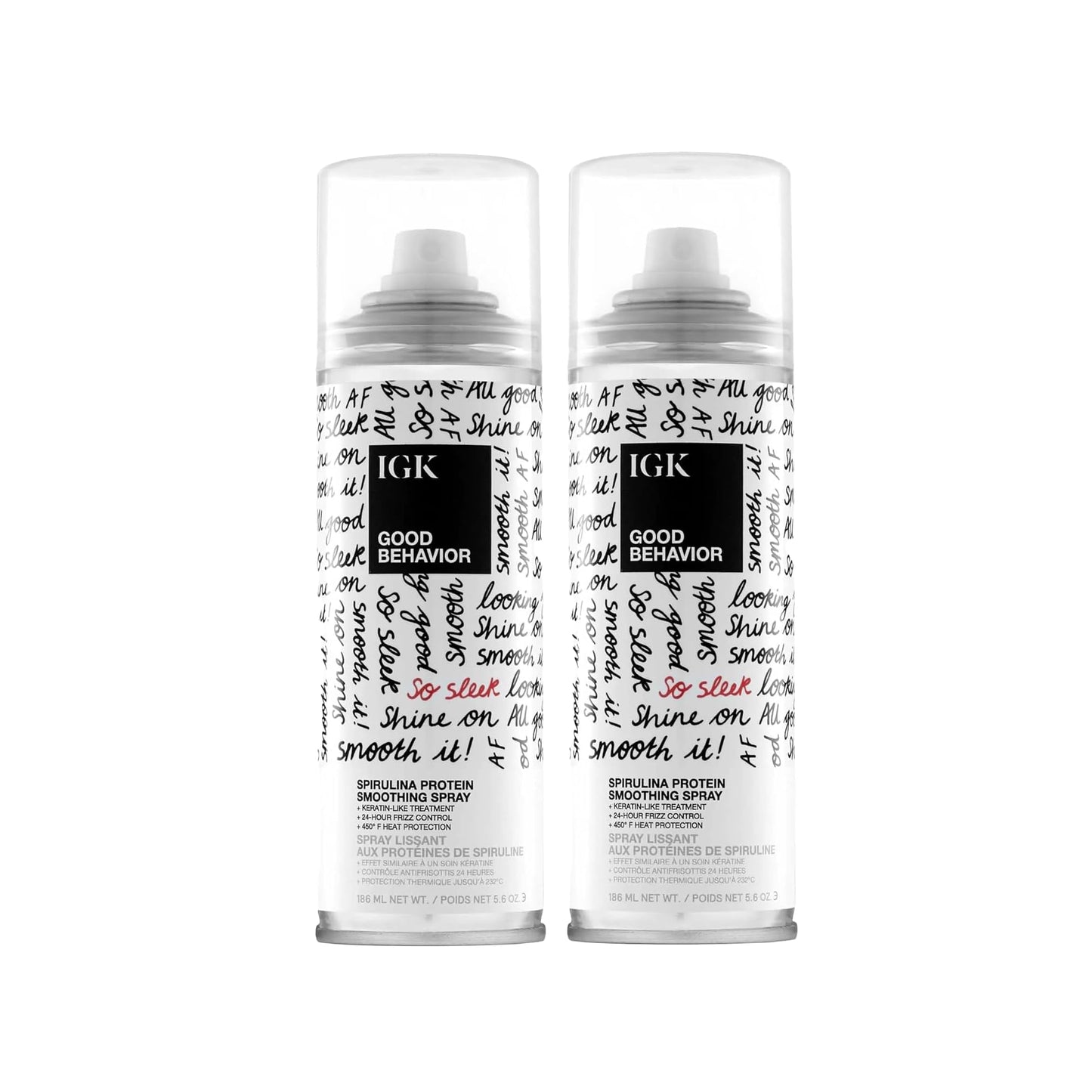 IGK GOOD BEHAVIOR Spirulina Protein Smoothing Spray | Keratin Like Treatment + Frizz Control + Heat Protectant | Vegan + Cruelty Free | 5.6 Oz (Pack of 2)