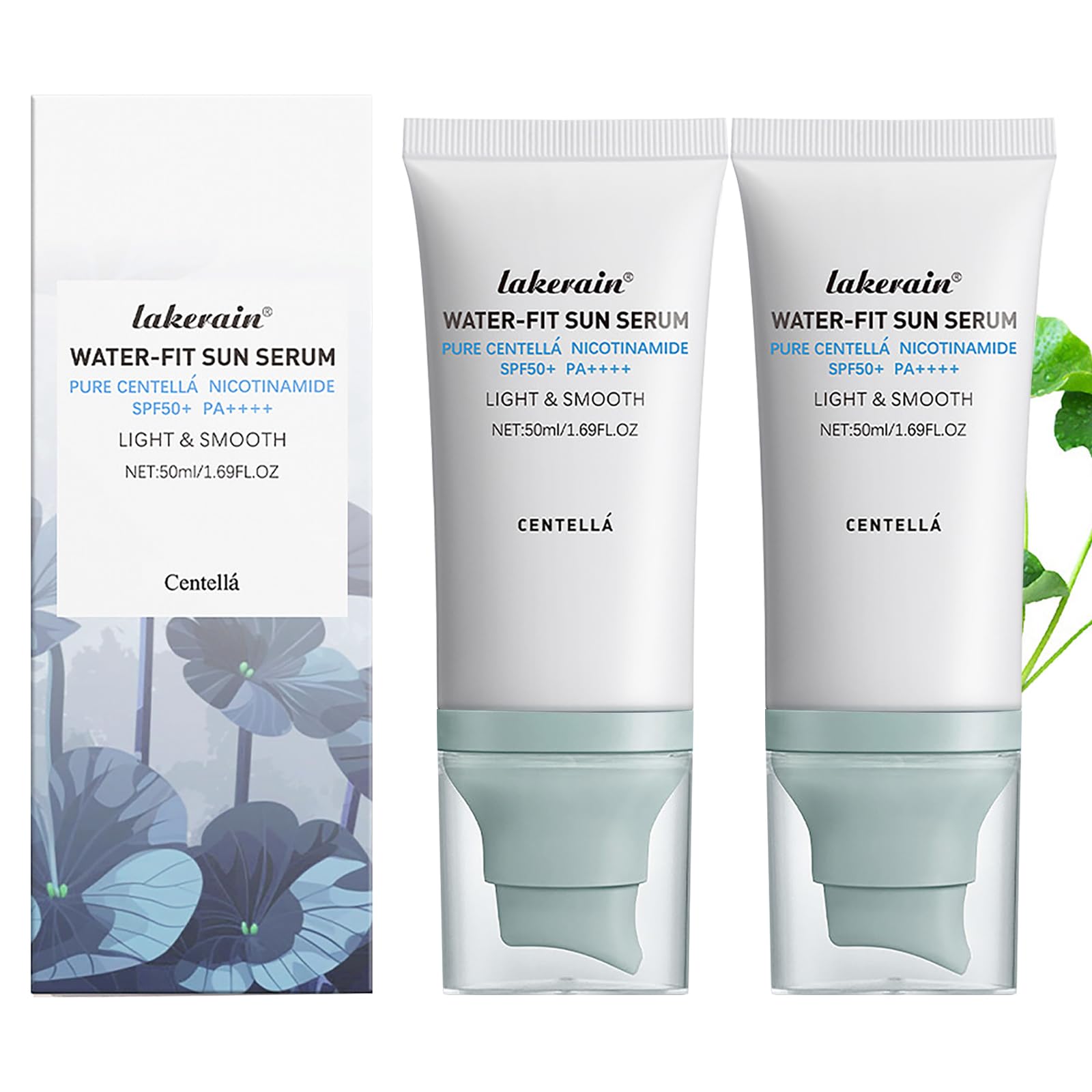 2 Pcs Centella Sunscreen, Light & Smooth Centella Water-Fit Sun Serum SPF50 for All Skin Type and UV Defense.