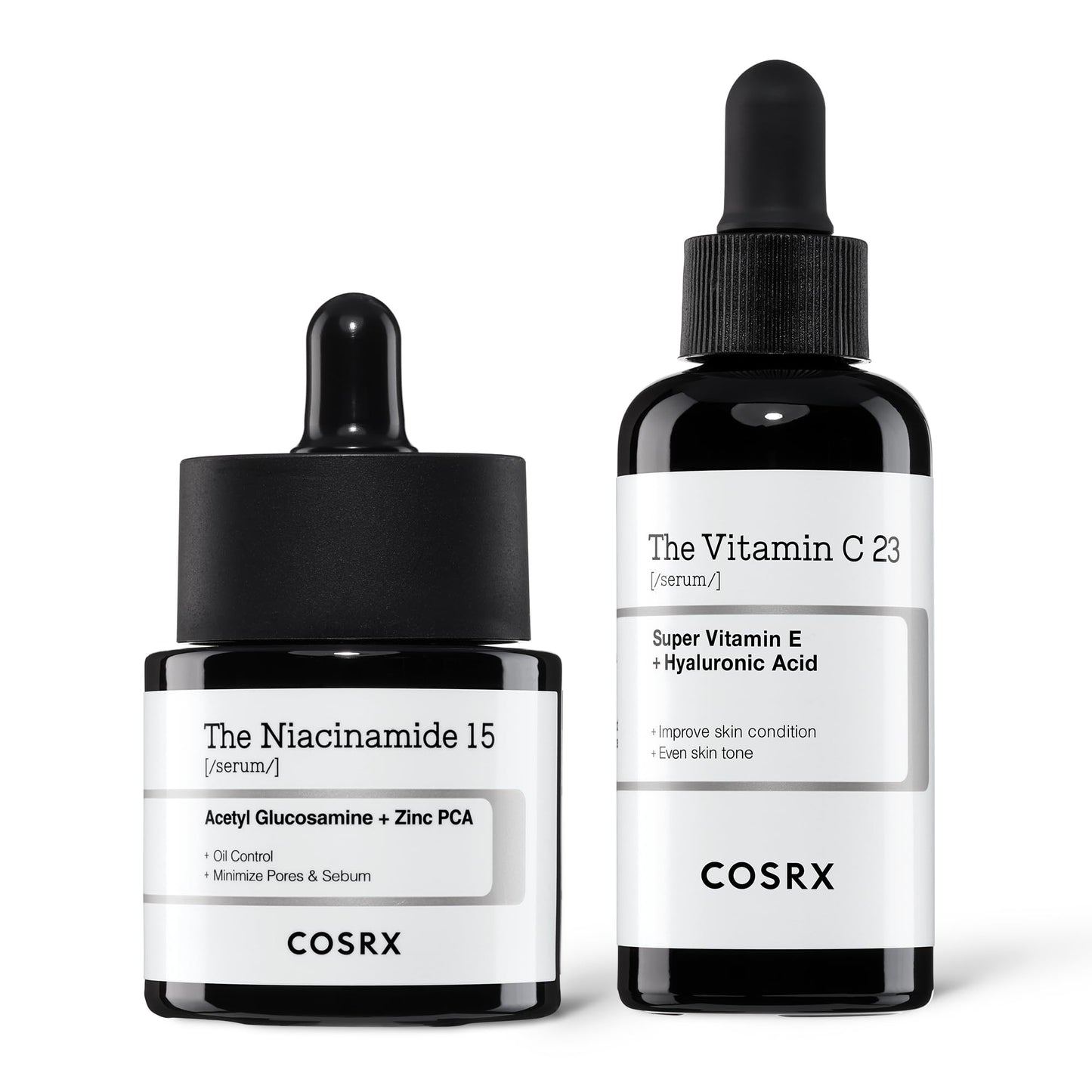 COSRX Korean Skin Care Duo - Niacinamide 15% Serum + Vitamin C 23% Serum, Radiance Boosting and Firming Skincare Routine, Korean Skin Care Set