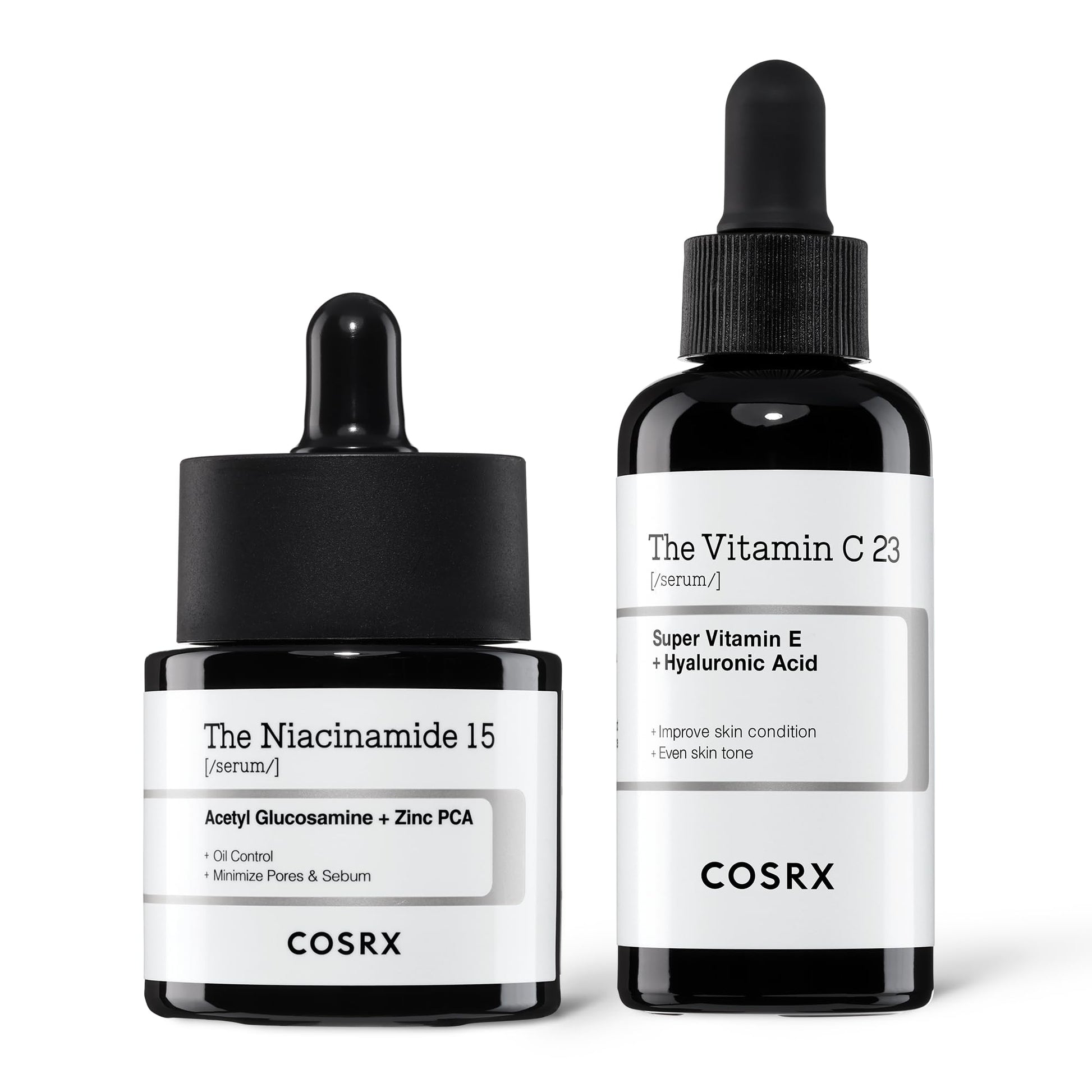 COSRX Korean Skin Care Duo - Niacinamide 15% Serum + Vitamin C 23% Serum, Radiance Boosting and Firming Skincare Routine, Korean Skin Care Set