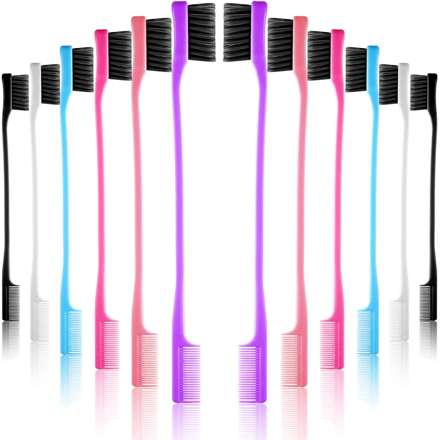 Yaomiao 12 Pieces Hair Edge Brushes Double Sided Edge Hair Comb Natural Styling Eyebrow Combs, Smooth Grooming for Women, 6 Random Colors