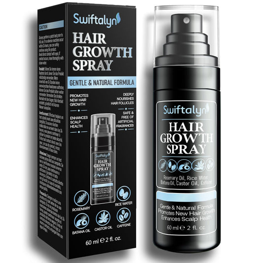Natural Hair Growth Spray Serum for Men: Hair and Scalp Oil with Rosemary, Batana Oil, Rice Water, Castor Oil, Caffeine, Biotin - Effective Hair Thickening and Hair Loss Treatment for Men 60ml