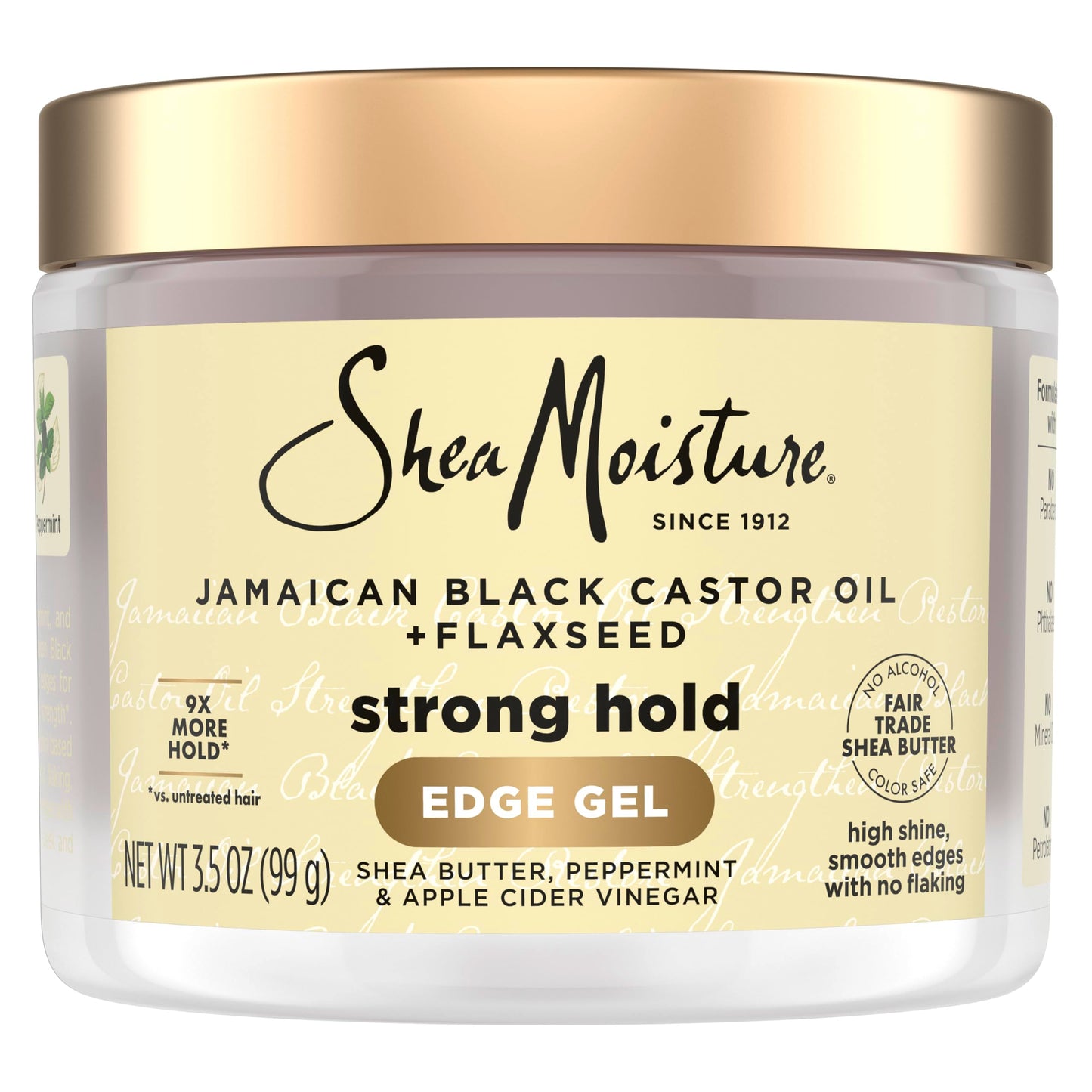 SheaMoisture Edge Control Strong Hold Gel+Flaxseed Jamaican Black Castor Oil Keeps Edges in Place,No Flakes,Infused With Hydrolyzed Corn Starch,Glycerin,Indulgent Scent ParabenFree AntiFrizz Gel 3.5oz