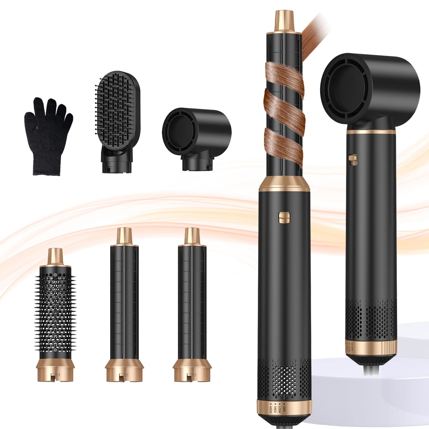 Blow Dryer Brush 5 in 1, Negative Ion Hair Dryer Brush Set Upgrade Hot Air Brush Air Styler Curling Wrap Air Curler, Curling Iron Hair Styling Tools As A Gift for Straight/Curl/Drying/Smoothing