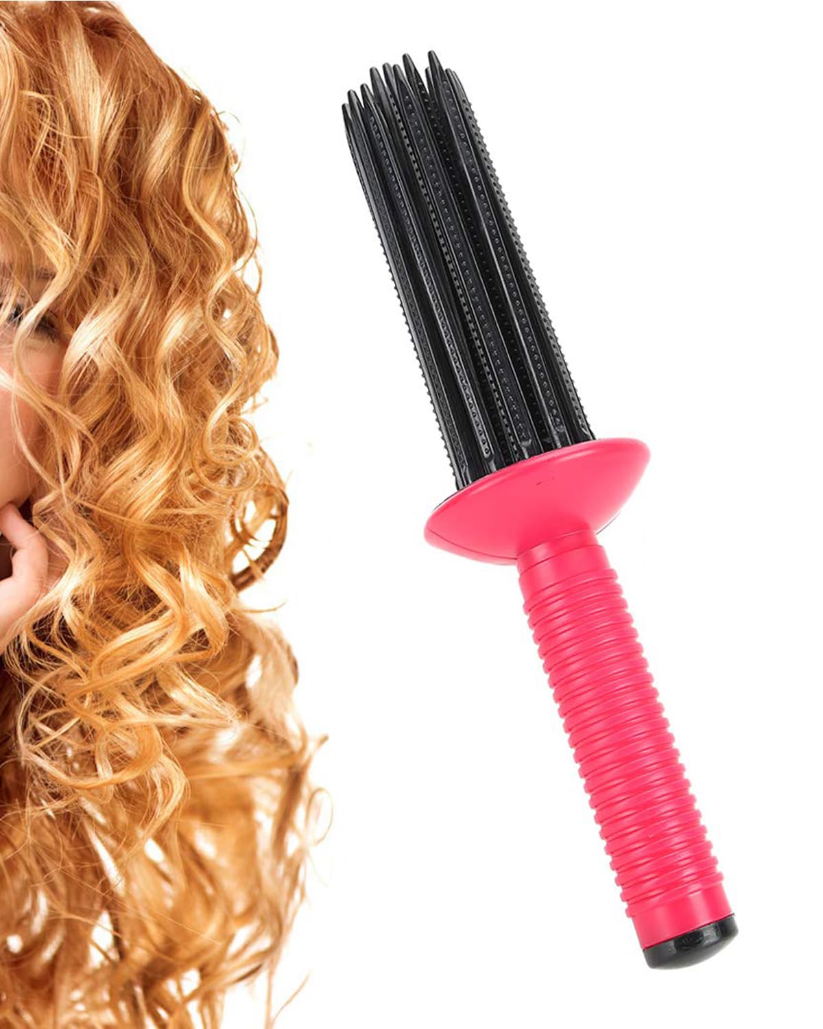 Hair Fluffy Styling Curler Curls Comb,Hair Curler Curling Make Up Brush Roller Tool Portable Hair Curling Roll Comb Anti‑Slip Professional Round Hair Brush for Home Personal Use Travel