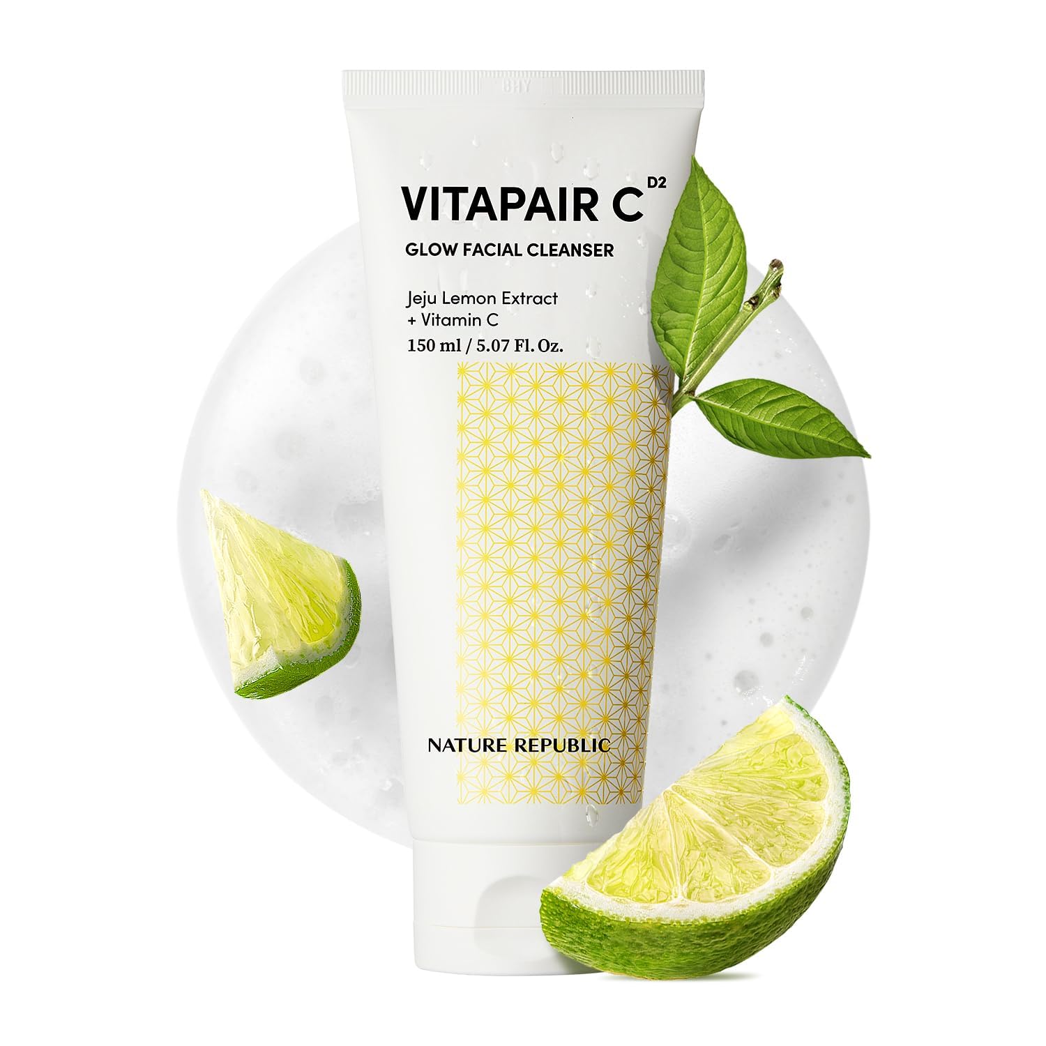NATURE REPUBLIC Vitapair C Glow Facial Cleanser - Vitamin Face Wash for Cleaner Skin, Hydrating Facewash for Women, Gentle Natural Cleanser, Daily Makeup Remover, Nighttime Foaming, 150ml / 5.07 fl oz