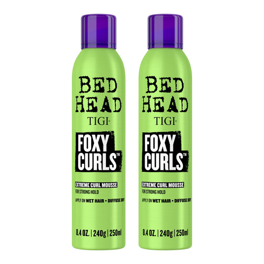 TIGI Bed Head Foxy Curls Curly Hair Mousse for Strong Hold - For Frizzy & Curly Hair - With Anti-Frizz & Heat Protection - Use on Wet Hair - Premium Hair Care Products - 8.4 oz (2 Pack)