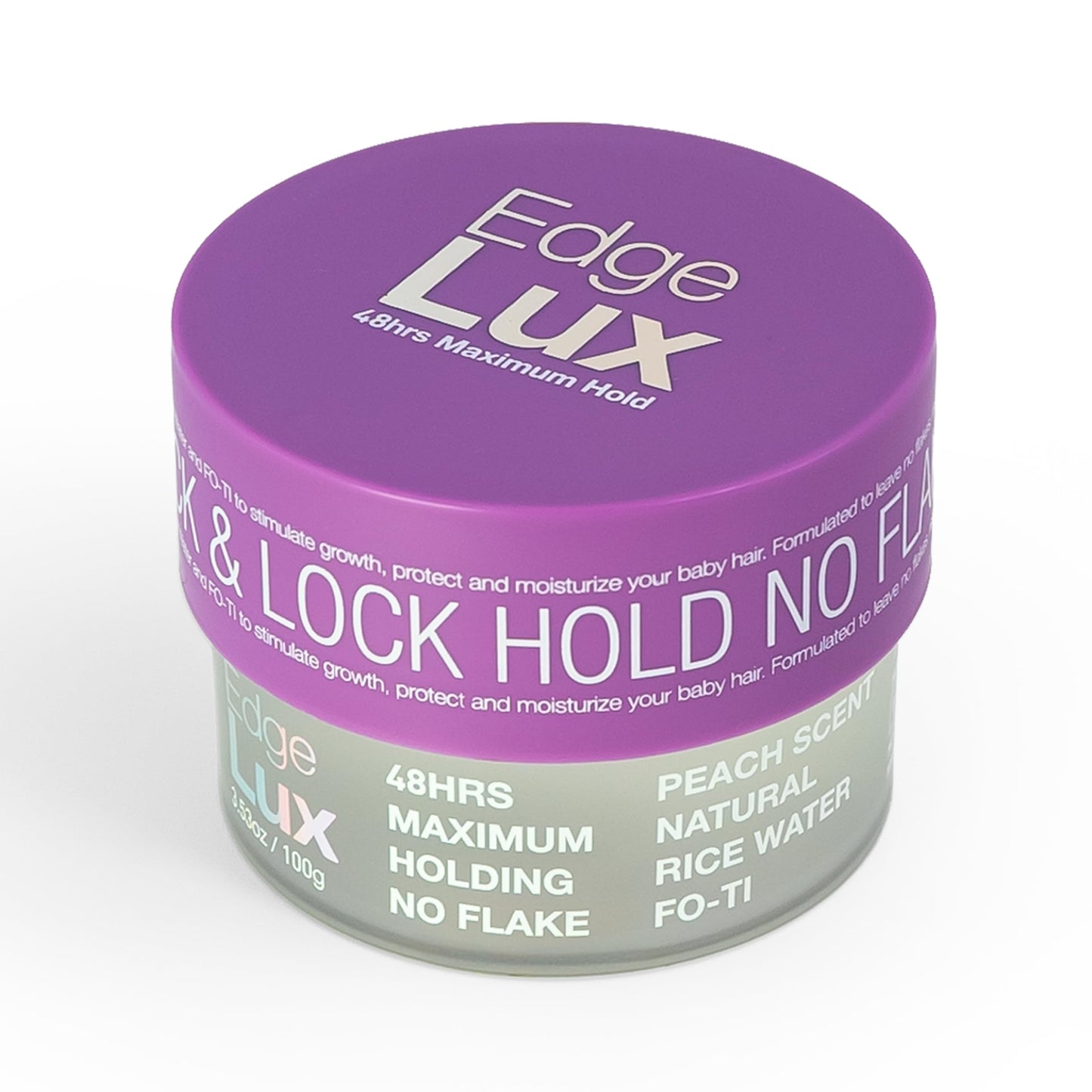Edge Lux Peach Edge Control Gel with Castor Oil, Keratin, Biotin, and Olive Oil - 48 Hour Maximum Hold, Non-Flaking, Non-Greasy, Scented, Conditioning Styling Gel for All Hair Types, 3.53 Ounce