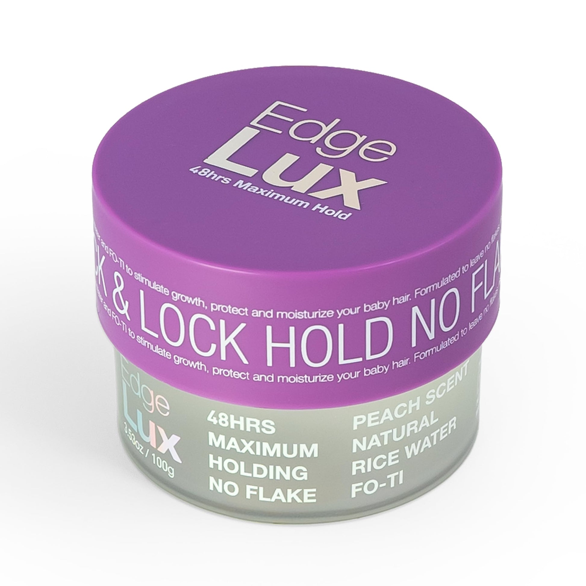 Edge Lux Peach Edge Control Gel with Castor Oil, Keratin, Biotin, and Olive Oil - 48 Hour Maximum Hold, Non-Flaking, Non-Greasy, Scented, Conditioning Styling Gel for All Hair Types, 3.53 Ounce
