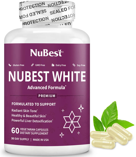 NuBest White - Glutathione 400mg & Milk Thistle Extract - Skin Brightening Supplement - Supports Beautiful and Radiant Skin - Antioxidant & Detoxification - 1 Pack | 1 Months Supply