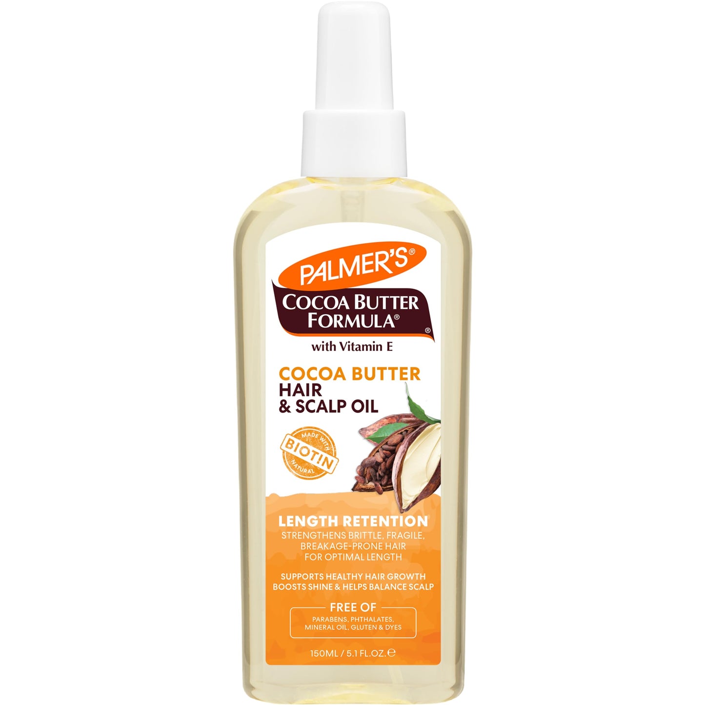 PALMER'S Cocoa Butter & Biotin Length Retention Hair and Scalp Oil, 5.1 Ounce