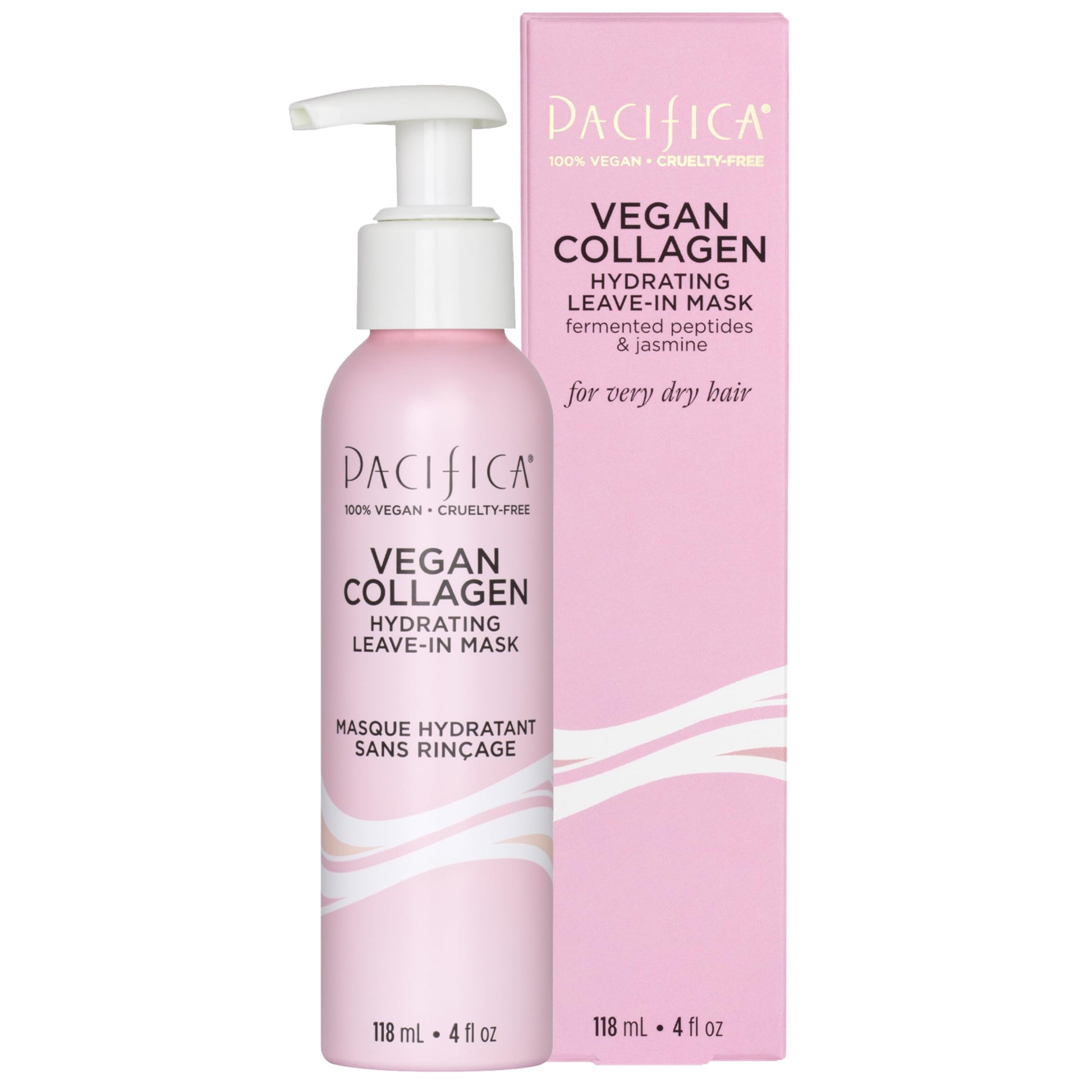 PACIFICA Vegan Collagen Leave-In Repair Hair Mask Leave-In Conditioner Treatment for Dry Damaged Hair, Hydrating Hair Repair Mask to Strengthen, Reduce Breakage & Split Ends Vegan & Cruelty-Free 4oz