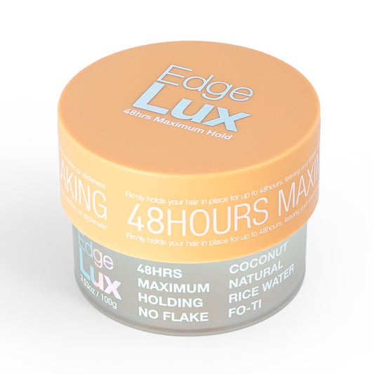 Edge Lux Coconut Edge Control Gel with Castor Oil, Keratin, Biotin, and Olive Oil - 48 Hour Maximum Hold, Non-Flaking, Non-Greasy, Scented, Conditioning Styling Gel for All Hair Types, 3.53 Ounce