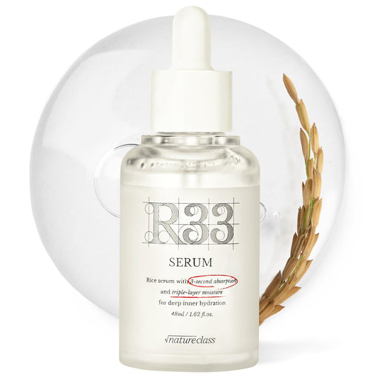 NATURECLASS R33 Serum with Rice Complex & 10 Types of Hyaluronic Acid Fast-Absorbing, Non-Sticky Hydrating Serum for 24-Hour Moisture, Calming, Korean Skincare (50ml / 1.69 fl.oz.)