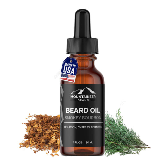 Mountaineer Brand Premium Beard Oil - Smokey Bourbon Scent with Jojoba Oil - 100% Natural Conditioner and Softener For Men - Hydrates and Moisturizes for Beard Growth - Treats Dry Itchy Beards - 1oz