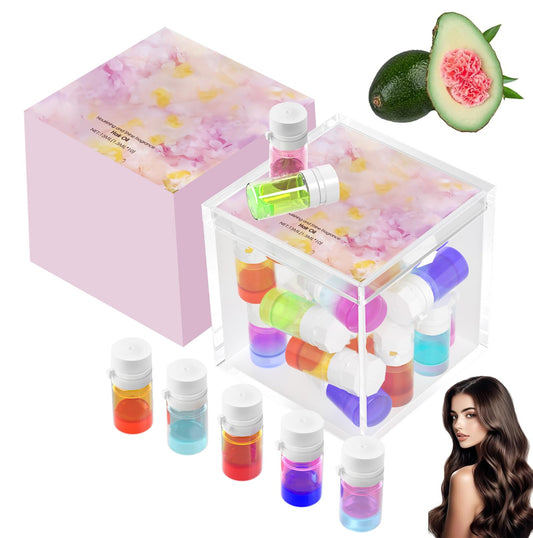 40Pcs Scented hair oil Perfume & Hair Oil 2-in-1, Avocado & Camellia Nourishment for Frizzy, Mini Scented hair oil for Women, Hair Perfume Oil Set for Restore Dry, Frizzy and Damaged Hair