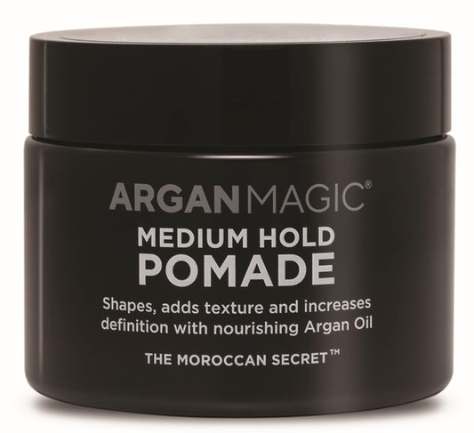 ARGAN MAGIC Medium Hold Pomade with Argan Oil | Shapes, Adds Texture, Increases Definition | Made in USA, Paraben Free, Cruelty Free (8 Oz)