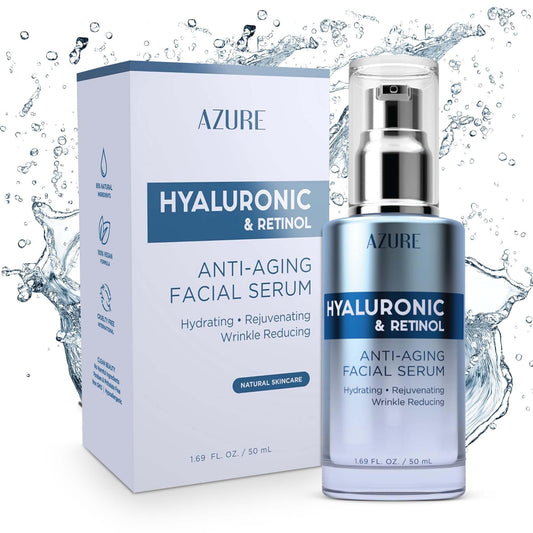 AZURE COSMETICS Hyaluronic Acid Serum For Face - Ultra Hydrating, DERMAtologist Tested, Anti-Aging Moisturizer for Dark Spots, Fine Lines & Wrinkles - Vegan, Clean Beauty, Korean Skin Care - 1.69 oz