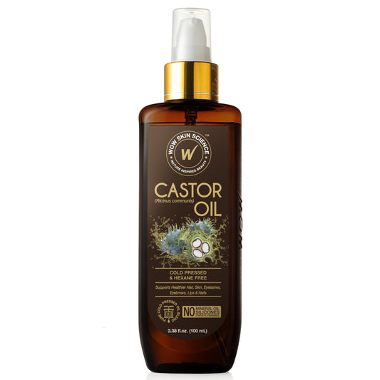Wow Skin Science Castor Oil 3.38 oz, Cold Pressed For Hair, Nails, Eyebrow, and Eyelash Growth For Women and Men