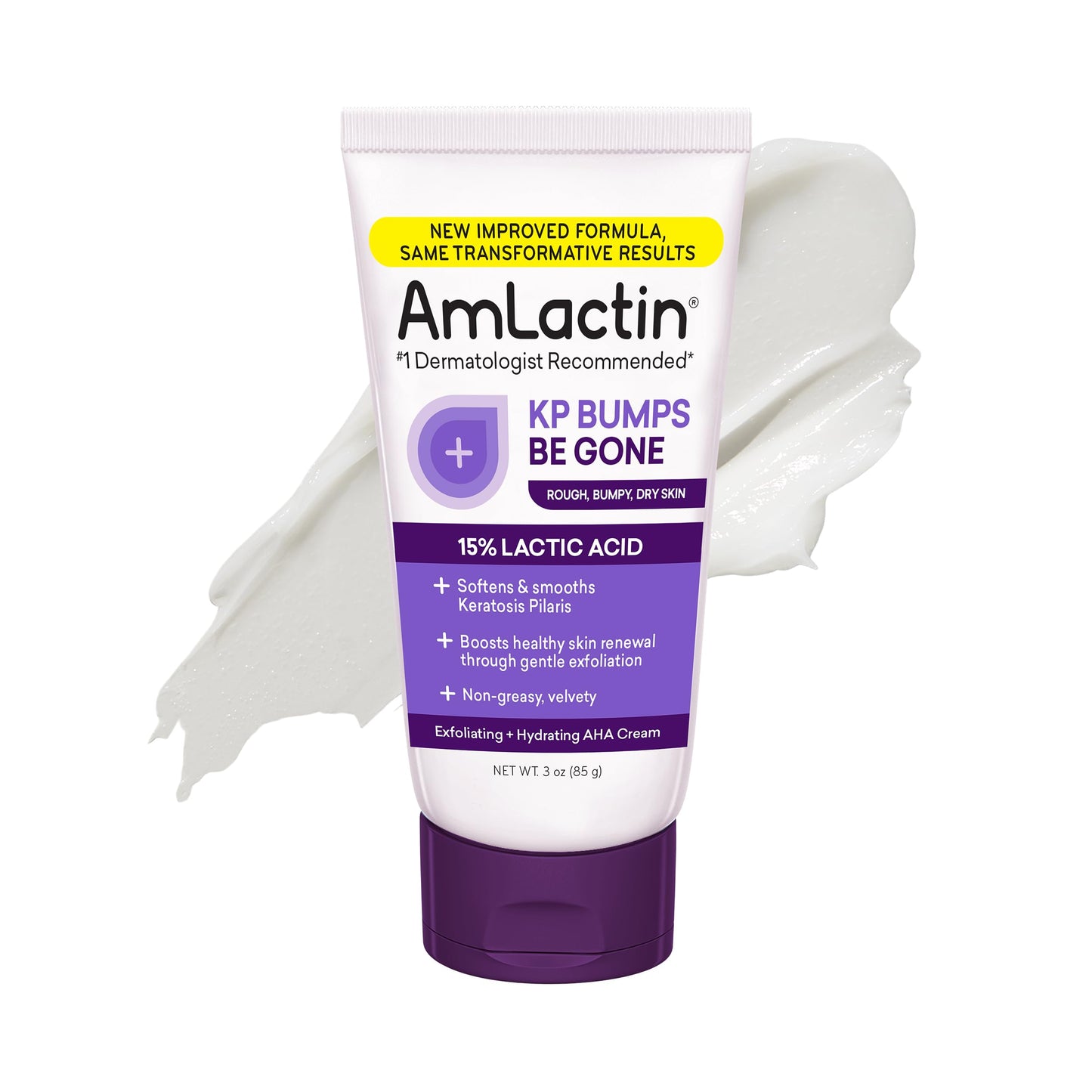 AmLactin KP Bumps Be Gone - 3 oz Keratosis Pilaris Moisturizing Cream with 15% Lactic Acid - Exfoliator and Moisturizer for Dry, Rough and Bumpy Skin (Packaging May Vary)