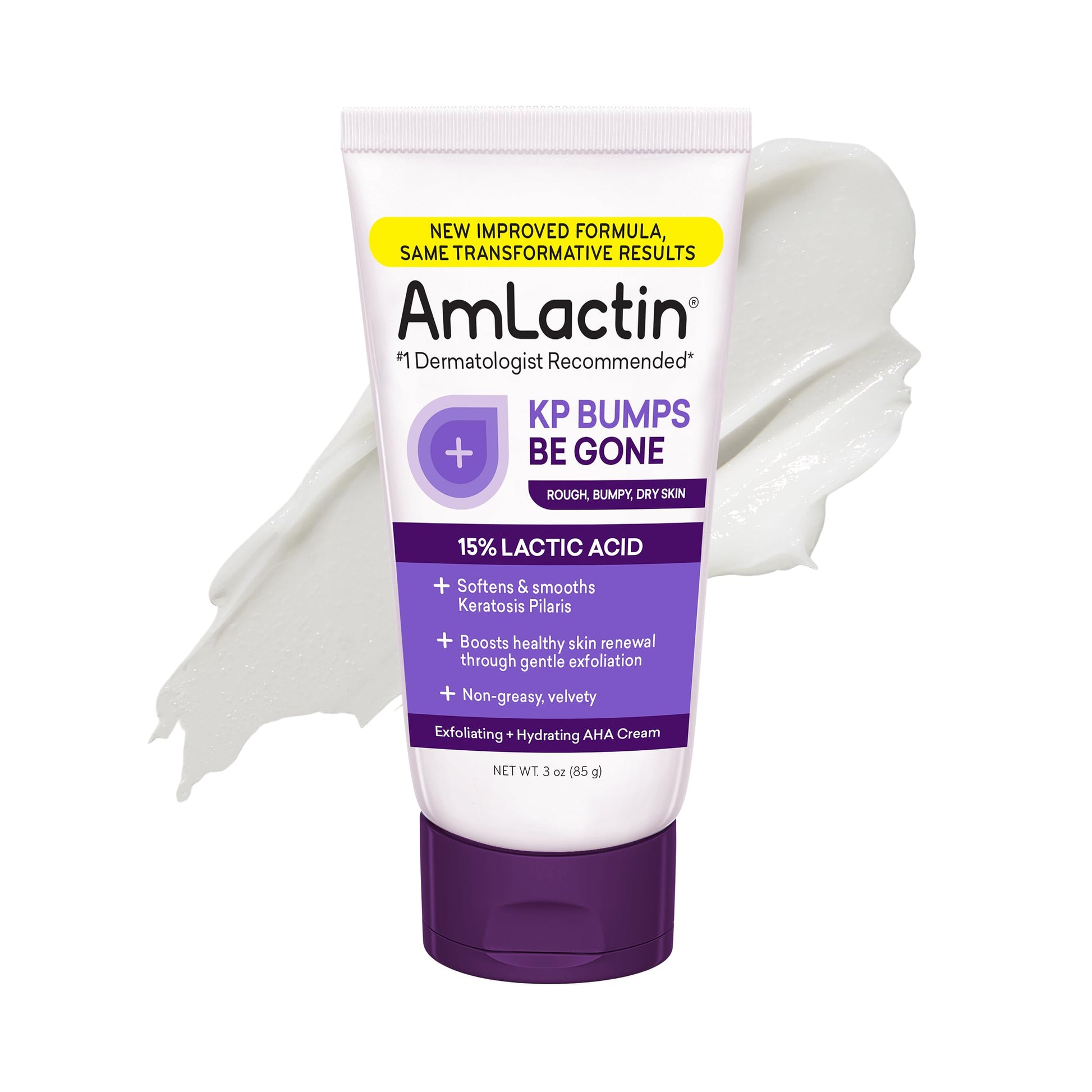 AmLactin KP Bumps Be Gone - 3 oz Keratosis Pilaris Moisturizing Cream with 15% Lactic Acid - Exfoliator and Moisturizer for Dry, Rough and Bumpy Skin (Packaging May Vary)