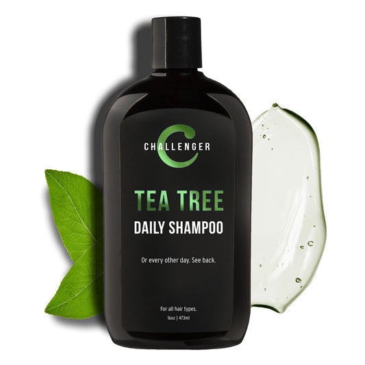 Challenger Tea Tree Shampoo | Men's Shower Product | For Itchy & Dry Scalp | Removes Dirt & Oils | Sulfate Free | Argan Oil, Biotin, Keratin | 16oz
