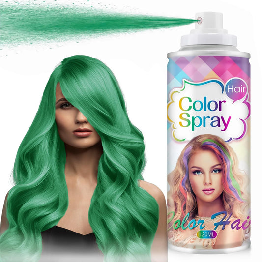 Temporary Hair Color Spray for Women and Kids, One-Time Use Hair Color Wax, Washable Disposable Natural Hair Spray Hair Strong Style for Party, Hollowen, Cosplay (Green, 120ML)