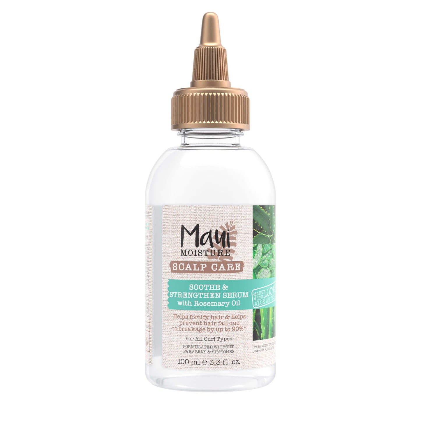 Maui Moisture Scalp Care Soothe & Strengthen Hair Serum with Rosemary Oil, Curly Hair Serum With Aloe Vera Helps Prevent Scalp Dryness & Strengthen Hair, Silicone-Free, 3.3 fl. Oz