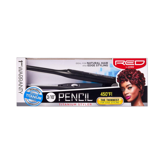 RED by KISS Titanium Styler Pencil Flat Iron 3/10" Ultra-Precise Edge & Pixie Cut Styling, 450¡F Max Heat, Frizz-Free, Instant Temperature Control, Professional & Home Use