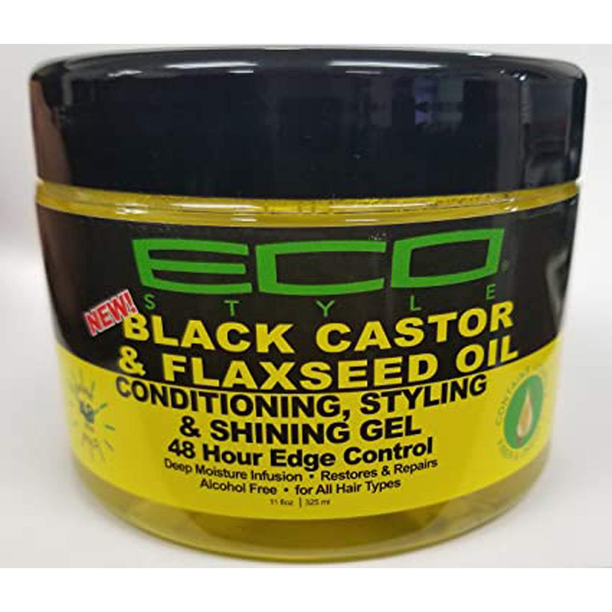 ECOCO eco Style Black Castor Oil & Flaxseed Oil 48 Hour Edge Control, 11 Ounce