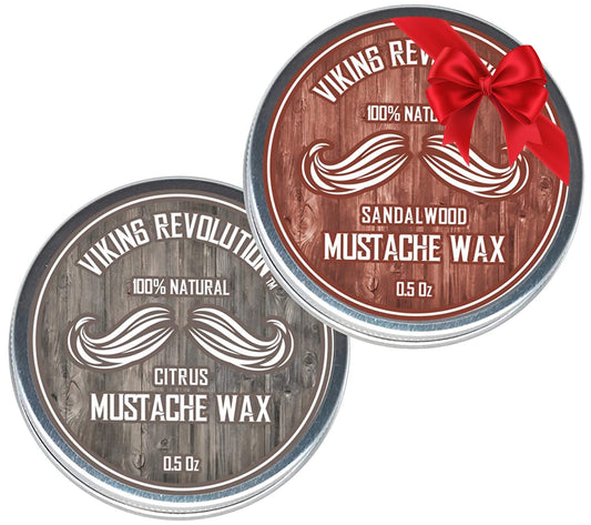 Viking Revolution Mustache Wax 2 Pack - Beard & Moustache Wax for Men - Strong Hold Helps Train Tame & Style (Citrus & Sandalwood, 2 pack)