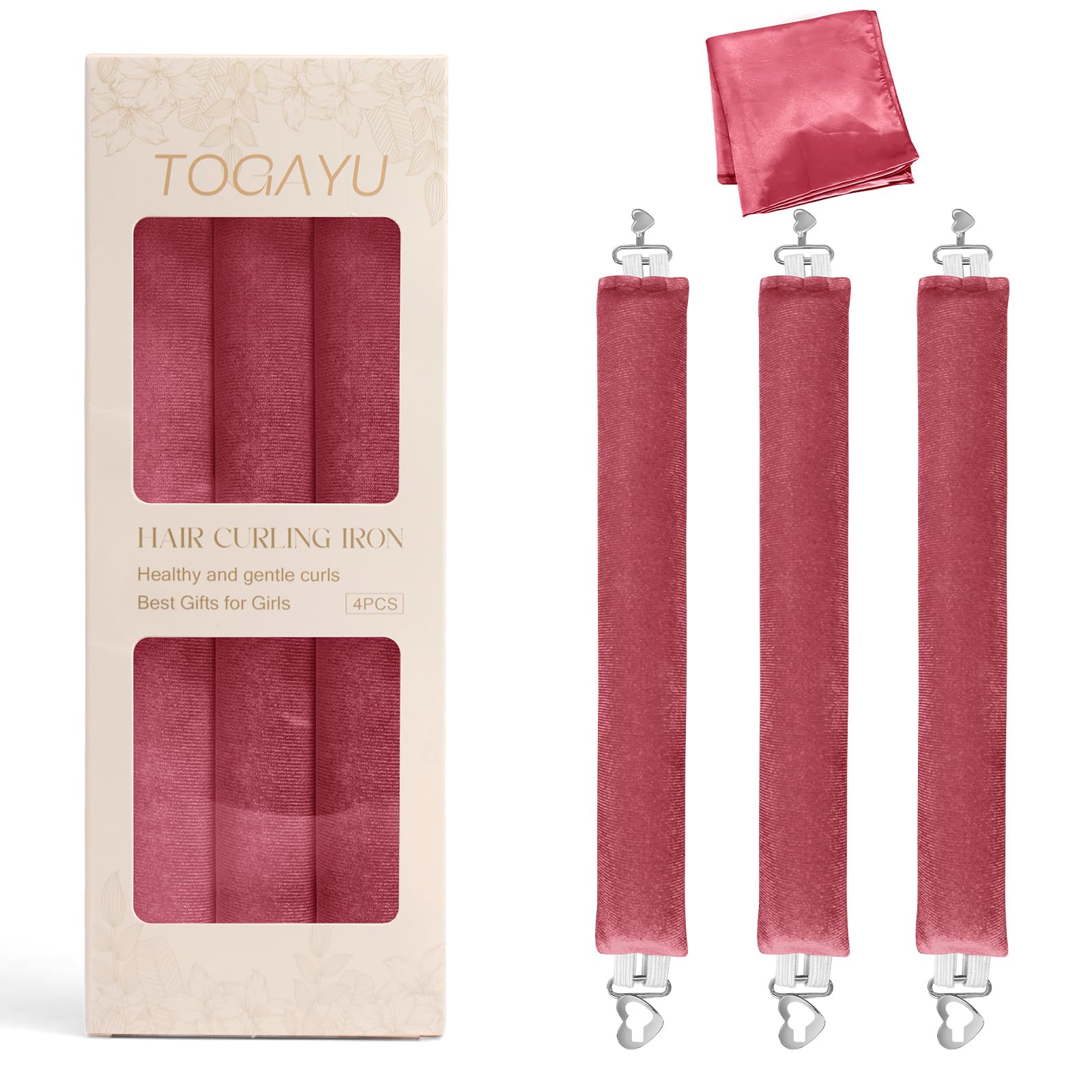 Heatless Curls Overnight Set - Jumbo Overnight Hair Curlers to Sleep In, Soft Velvet Hair Rollers for Women, No Damage Curls Styling Tools 3pcs