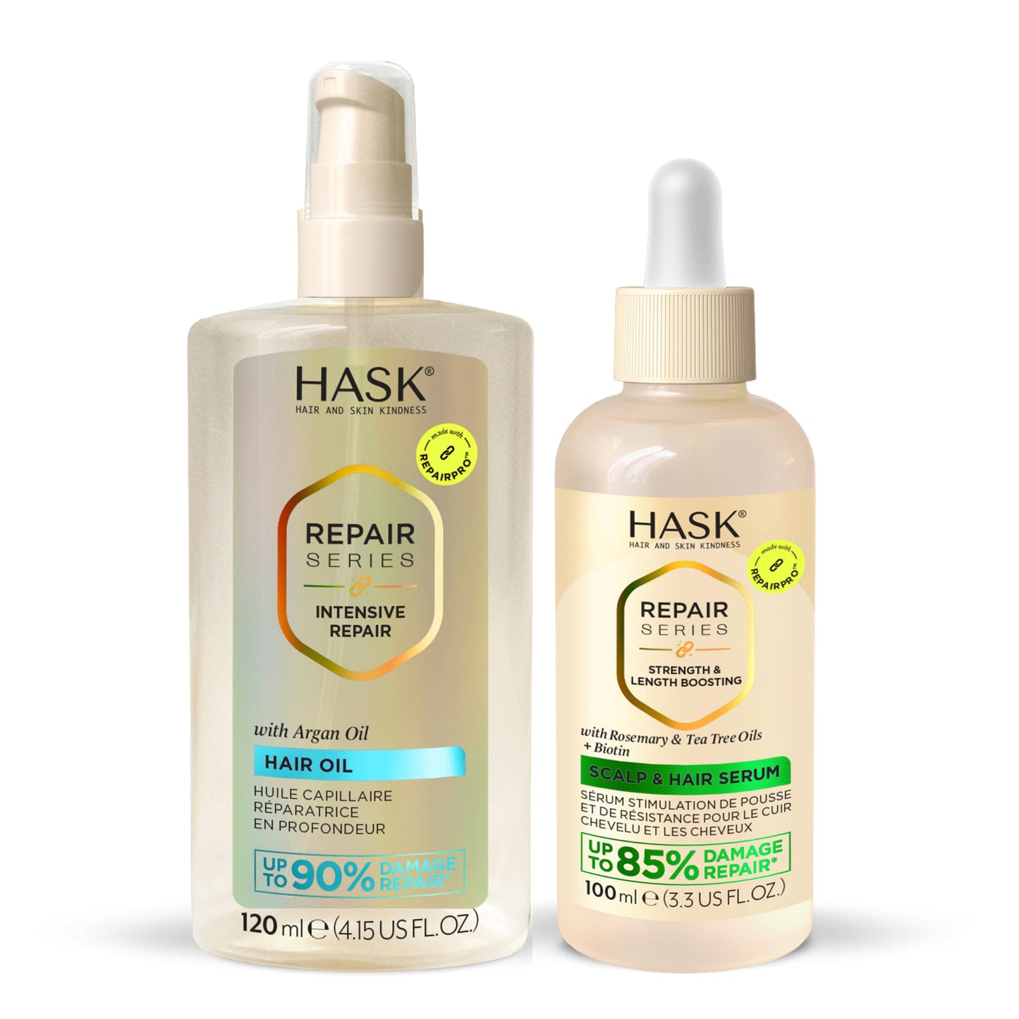 HASK Intensive Repair Hair Oil & Strength & Length Boosting Scalp and Hair Serum - Repairs Damage, Strengthens, Adds Shine & Moisture, Prevents Breakage, Sulfate-Free, Cruelty-Free