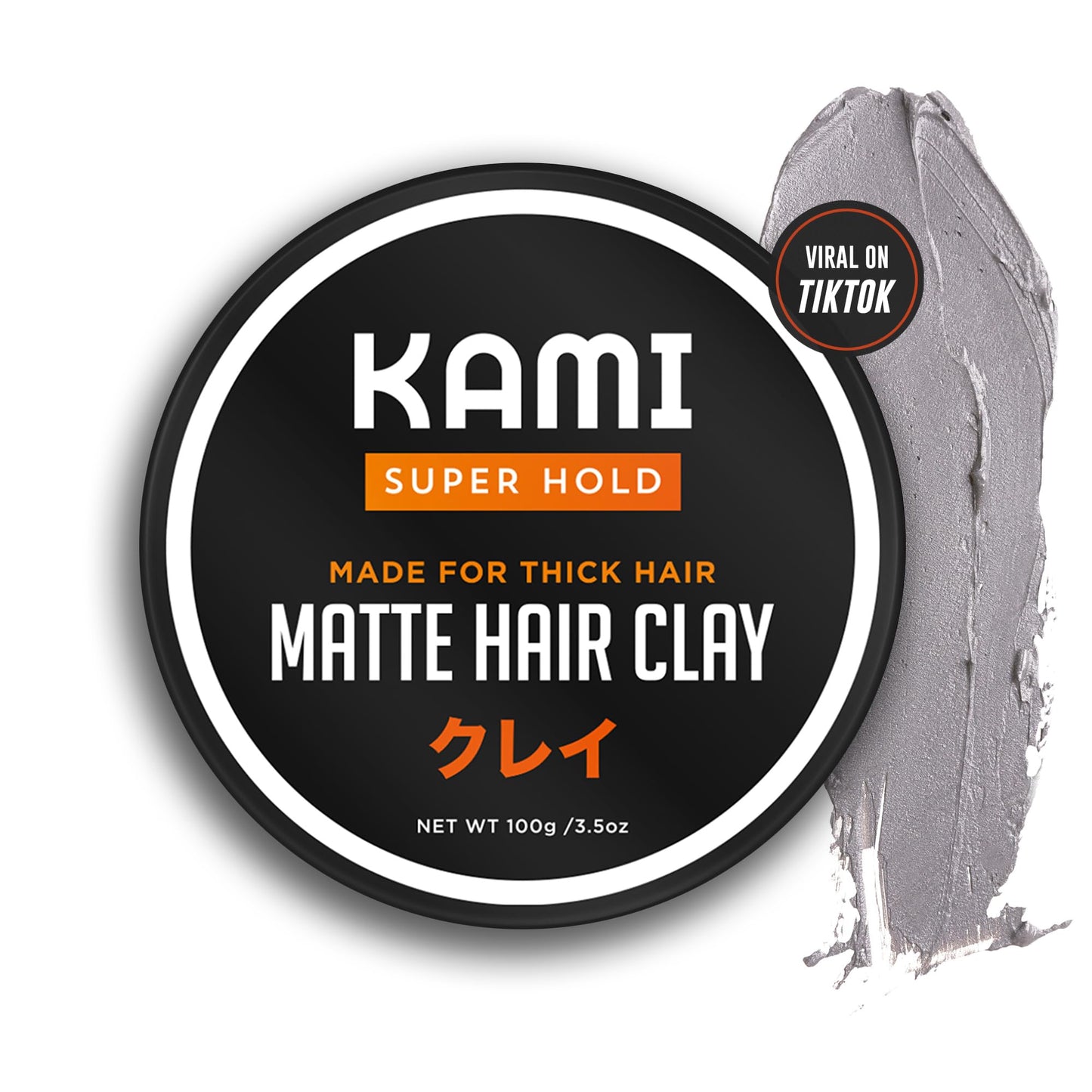 Kami Hair Clay for Men - Strong Hold, Matte Finish for Thick Hair, Long-Lasting Styling Clay for Texture, Volume, & All-Day Control -Hair Care Product