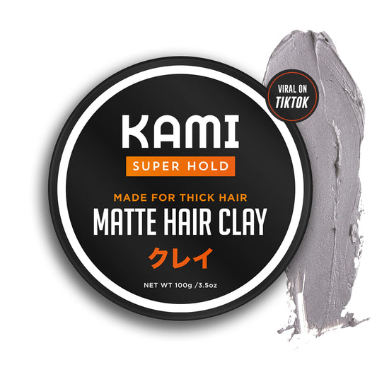Kami Hair Clay for Men - Strong Hold, Matte Finish for Thick Hair, Long-Lasting Styling Clay for Texture, Volume, & All-Day Control -Hair Care Product