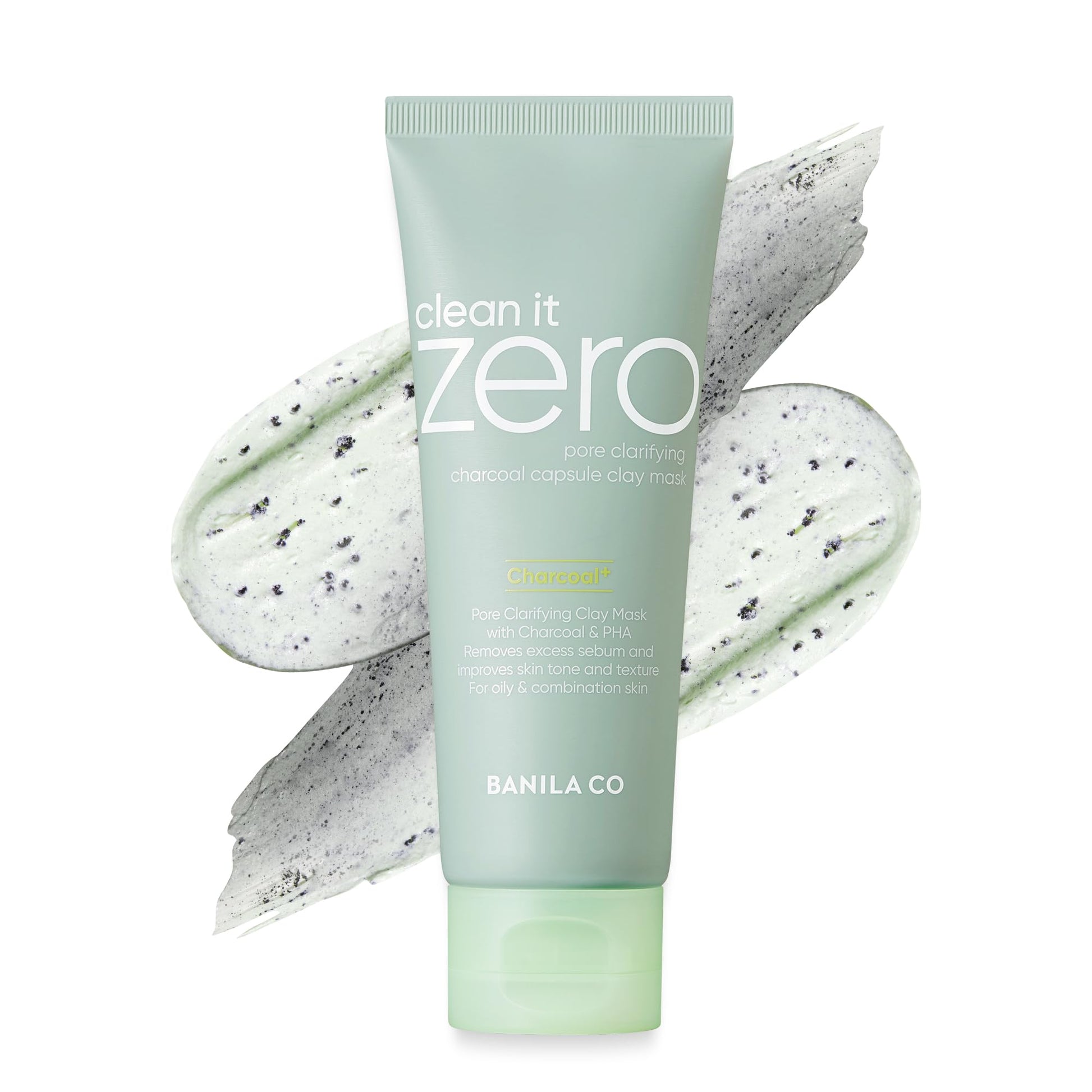 BANILA CO Clean it Zero Charcoal Capsule Pore Clay Mask | Deep Cleansing & Pore Care with Charcoal PHA Capsules & Green Clay | Korean Skincare for Oily & Sensitive Skin (100g / 3.53 oz)