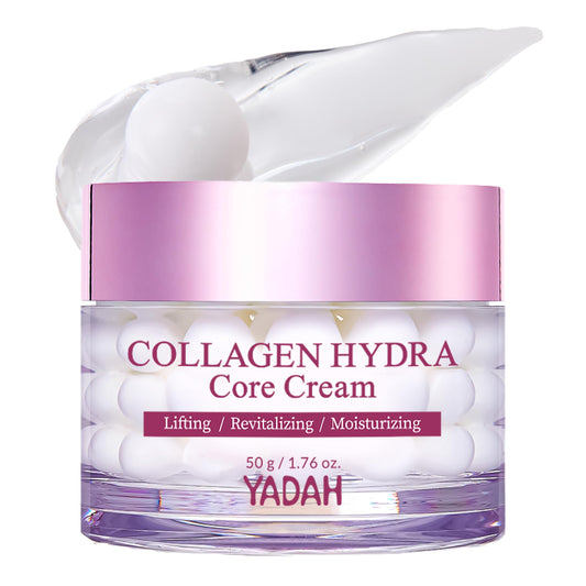 YADAH Hydra Core Cream Barrier Repair Moisturizer with 10 Types of Hyaluronic Acids, 1000ppm Low Molecular Collagen & Ceramide, Deep Hydration for Sensitive Skin, 1.76 oz