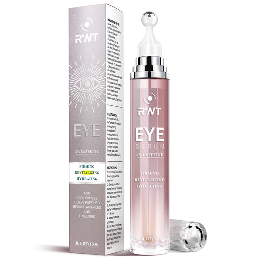5% Caffeine Eye Cream & Under Eye Serum for Dark Circles and Puffiness Eye Care Eye Roller Serum with 360¡ Massage Ball Eye Treatment Serum Under Eye Roller Cream for Women Reduce Wrinkles Fine Lines