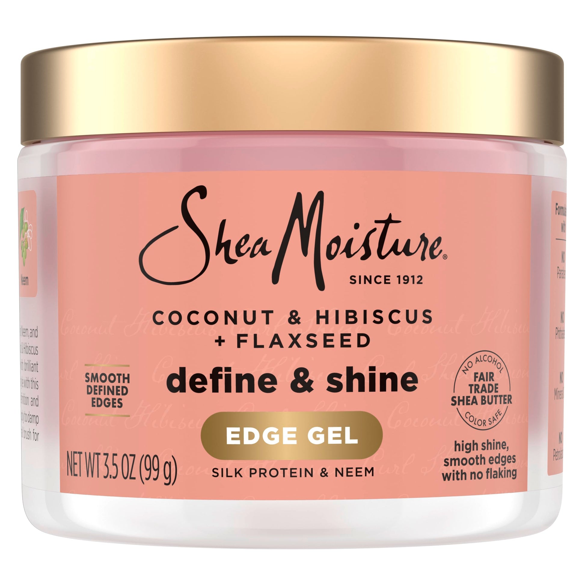 SheaMoisture Define & Shine Edge Gel + Flaxseed Coconut & Hibiscus Holds and Controls Edges All Day Infused With Glycerin, Coconut Oil and an Invigorating Sweet Scent Paraben-Free Hair 3.5 OZ