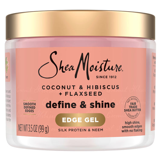 SheaMoisture Define & Shine Edge Gel + Flaxseed Coconut & Hibiscus Holds and Controls Edges All Day Infused With Glycerin, Coconut Oil and an Invigorating Sweet Scent Paraben-Free Hair 3.5 OZ