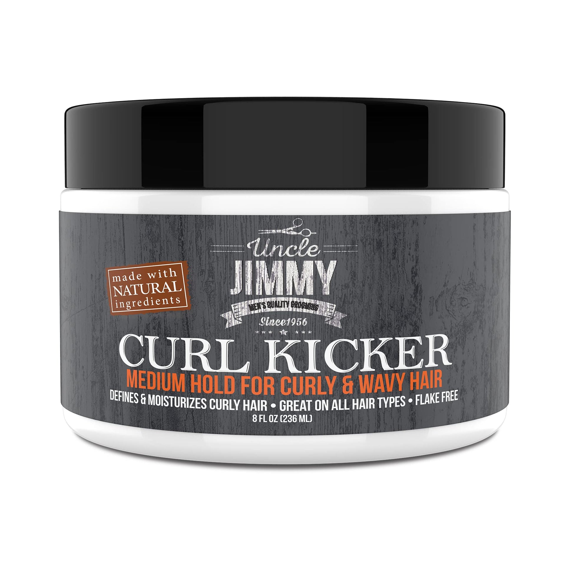 Uncle Jimmy Curl-Kicker Hair Cream for Men - Medium Hold Forming Cream - Flake Free Hair Styling Cream with Black Seed Oil and Honey 8 Fl Oz