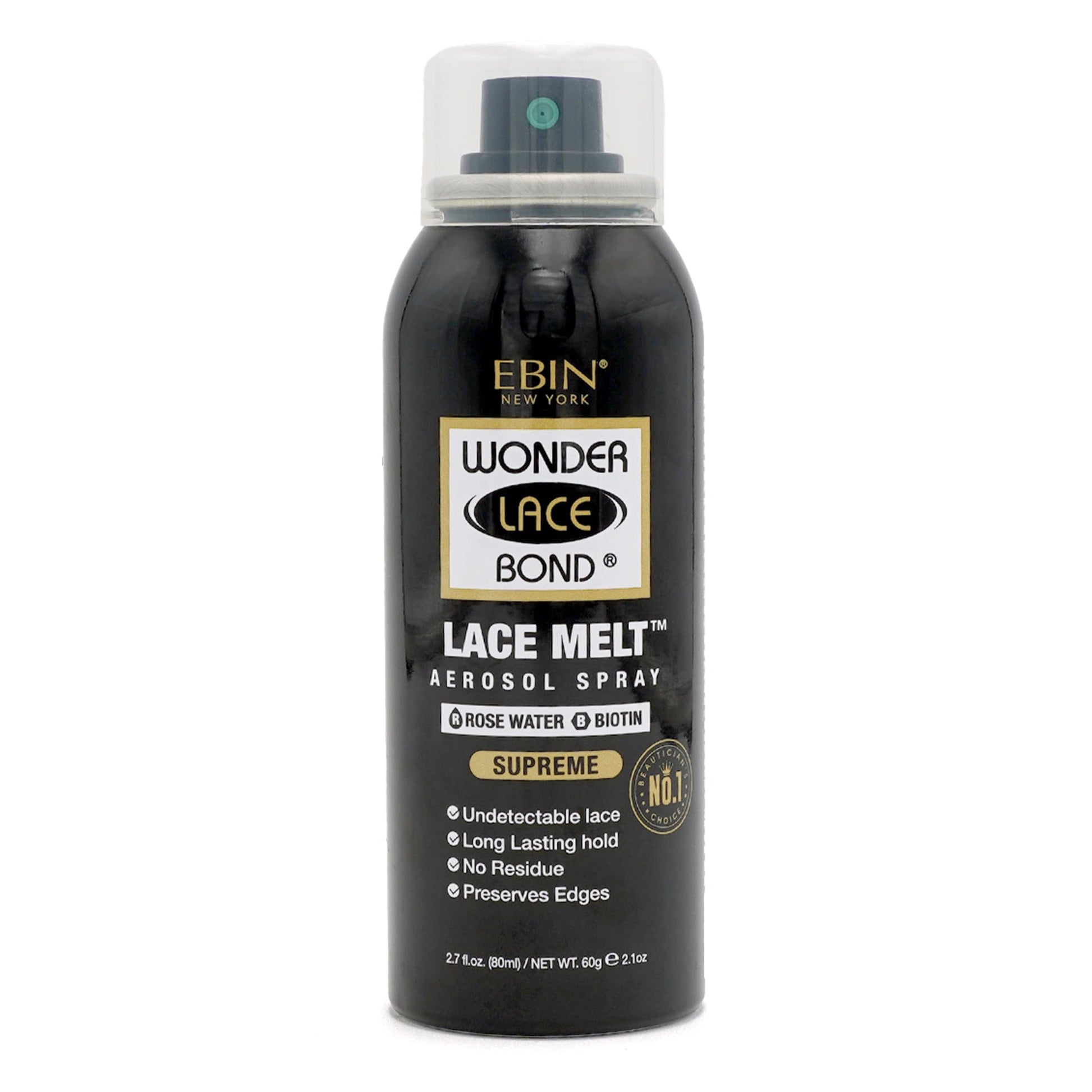 Wonder Lace Melt Aerosol Spray - Rose Water Biotin Infused 2.7 fl.oz./80ml Preserves Edges & Undetectable Lace Long lasting hold No Residue glueless