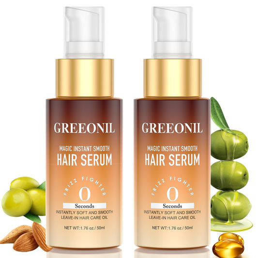Hair Serum with Marula oil, Olive oil, Vitamin E, Anti Frizz Control Hair Oil Repair, Nourishing Treatment for Split Ends and Frizzy Dry Curly Thick Coarse Hair (3.52 Fl Oz)