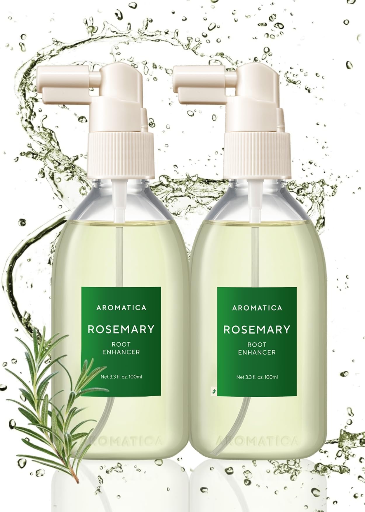 AROMATICA Root Enhancer (2 Pack) Rosemary water spray for hair growth – Korean Hair Care Oil for Scalp Detox – Flaky & Itchy & Dry Scalp Treatment – Free from Sulfate, Silicone, and Paraben (3.38oz)