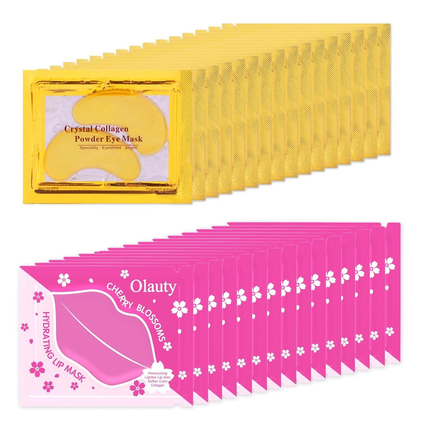 30 Pairs Lip Masks & Under Eye Mask Patches,Crystal Collagen Eye Mask for Puffy Eyes,Moisturizing& Reducing Fine Lines & Dark Circle, Effectively Nourishes Lip & Eye Skin Care