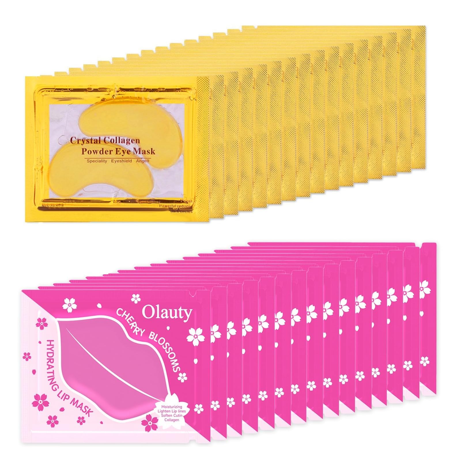 30 Pairs Lip Masks & Under Eye Mask Patches,Crystal Collagen Eye Mask for Puffy Eyes,Moisturizing& Reducing Fine Lines & Dark Circle, Effectively Nourishes Lip & Eye Skin Care