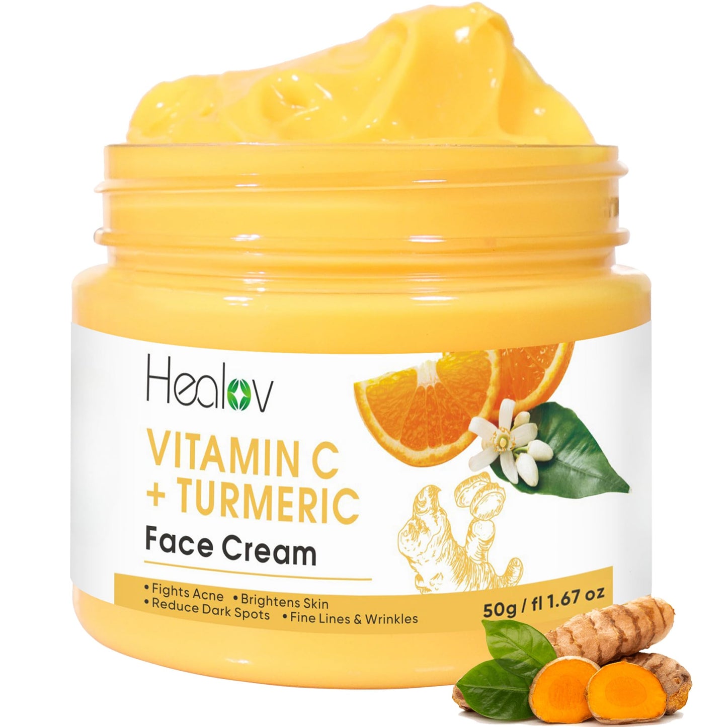 Turmeric Face Cream for Dark Spots Natural Turmeric Skin Brightening Lotion for Face & Body Cleanse Skin, Fight Acne, Even Tone, Clear Scars, Sun Damage, & Hyperpigmentation 50g / 1.67oz