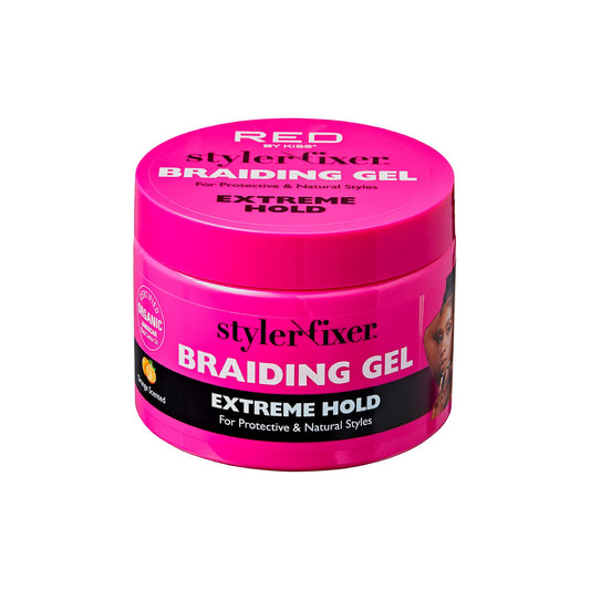 Red by Kiss Braiding Gel Extreme Hold Styler Fixer for Box Braids & Cornrows, Hydrating, Conditioning, Long-Lasting Frizz Control, 4C Moisturizing, Nourishing High Shine (6 fl. oz.)