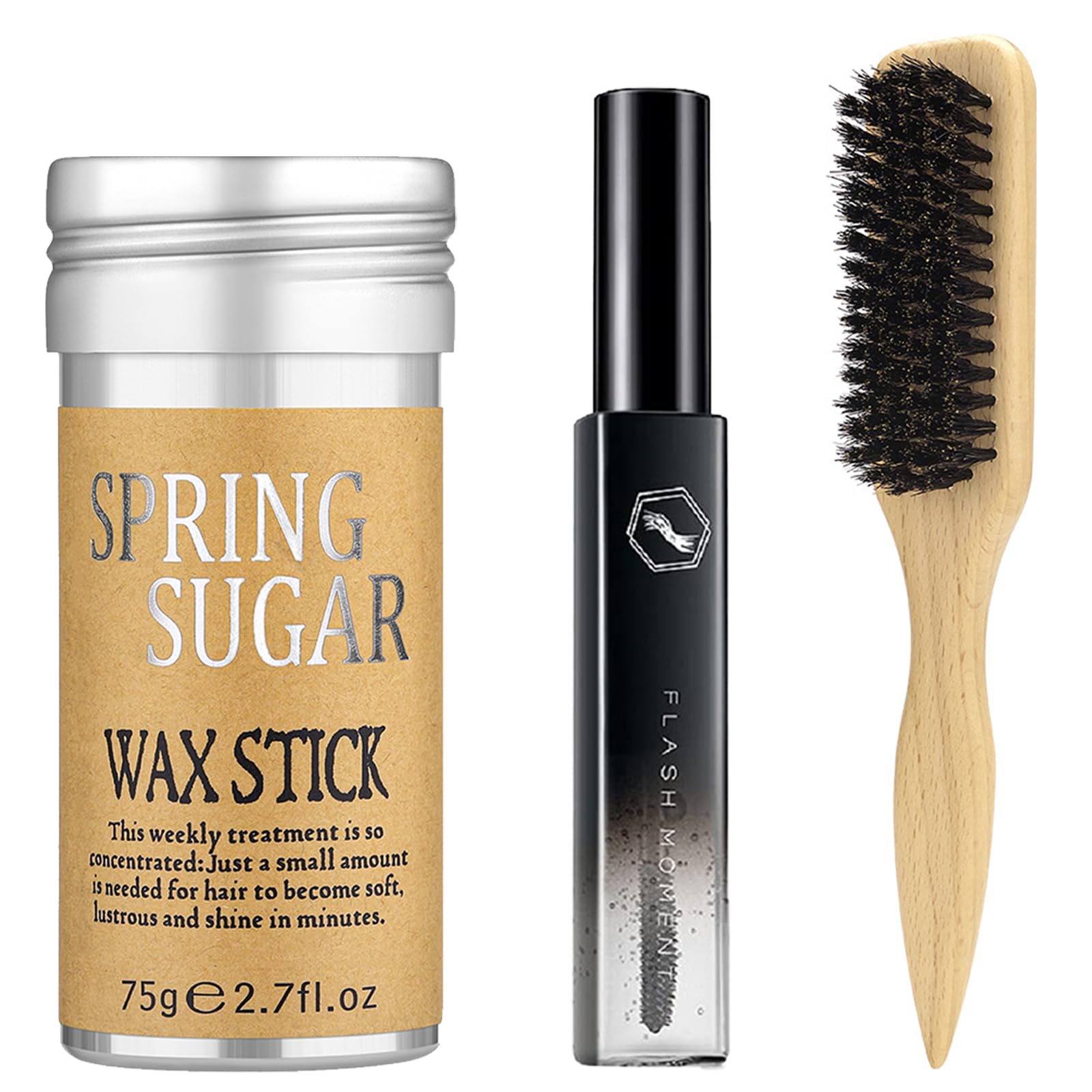 Hair Wax Stick Set for Flyaways Slick Back Includes Wax Stick for Hair, Slick Back Hair Brush, Hair Finishing Stick Hair Styling Products for Women, Taming Frizz & Creating Sleek Styles